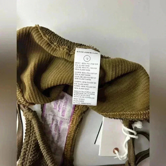 Good American Crinkle Always Fits Tiny Ties Bikini Bottom Mocha Sz 1/2 (S/M) NWT - Picture 6 of 6